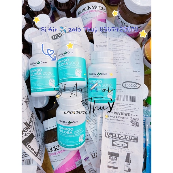 (Air ✈️ đủ bill) Viên Uống Bổ Não Ginkgo Biloba 2000mg Healthy Care Úc 100 Viên