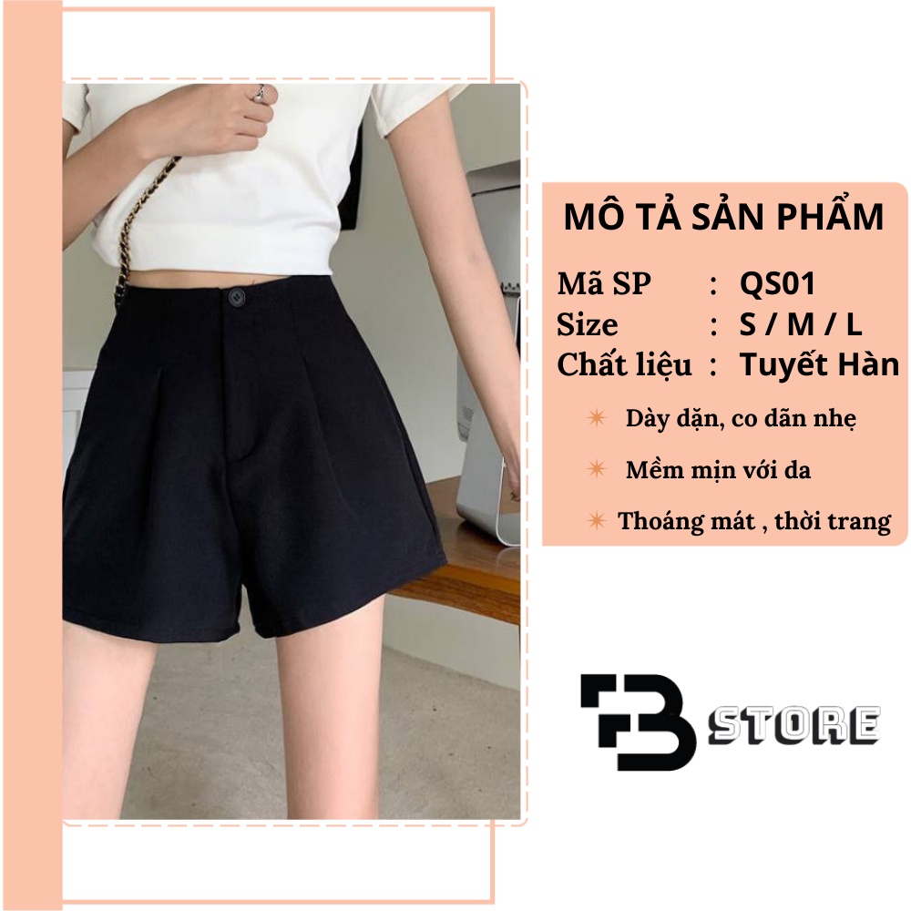Quần short nữ cạp cao ống rộng đẹp lưng cao bigsize phong cách ulzzang hàn quốc BSTORE QS01 | BigBuy360 - bigbuy360.vn