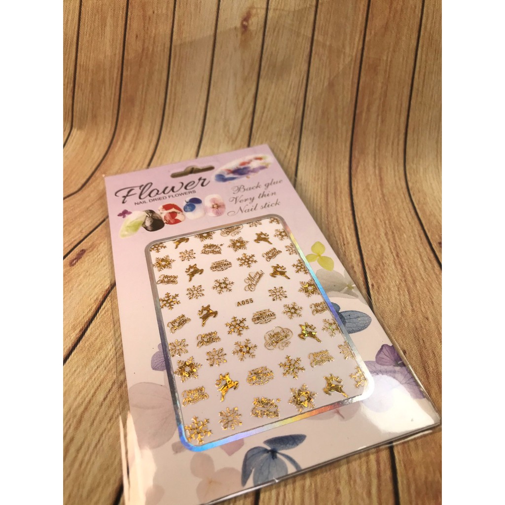 Hình dán móng tay - Sticker dán móng bông tuyết vàng A055