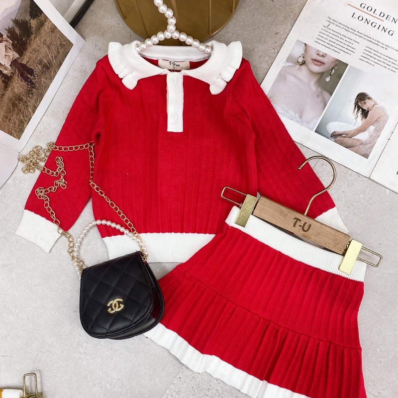 Set Váy Len Siêu Xinh Cho Bé Gái 10-21kg