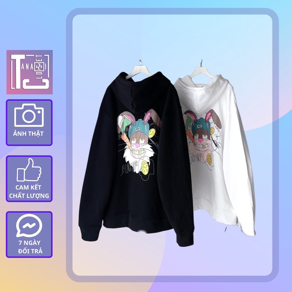 [sẵn]Áo hoodies tay dài form rộng in hình Rabbit (ảnh thật tại shop) Tanazi closet