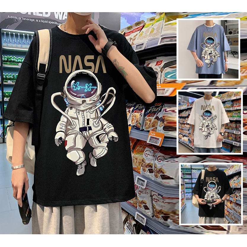 [Mẫu Mới] Áo Thun Nam Nữ Unisex Form Rộng Tay Lỡ Cổ Tròn Phối Họa Tiết Hoạt Hình In Chữ NASA zenkonu TOP NAM 1000178