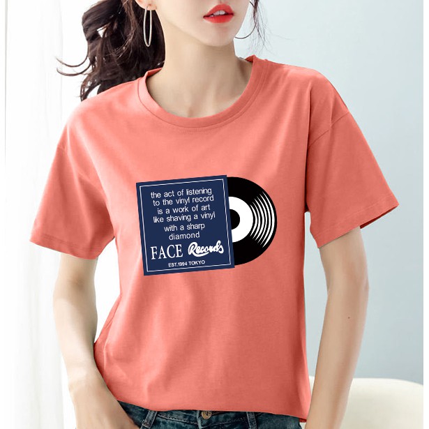 100% cotton women clothes /clothing t-shirt women round neck short sleeve print blouse tops