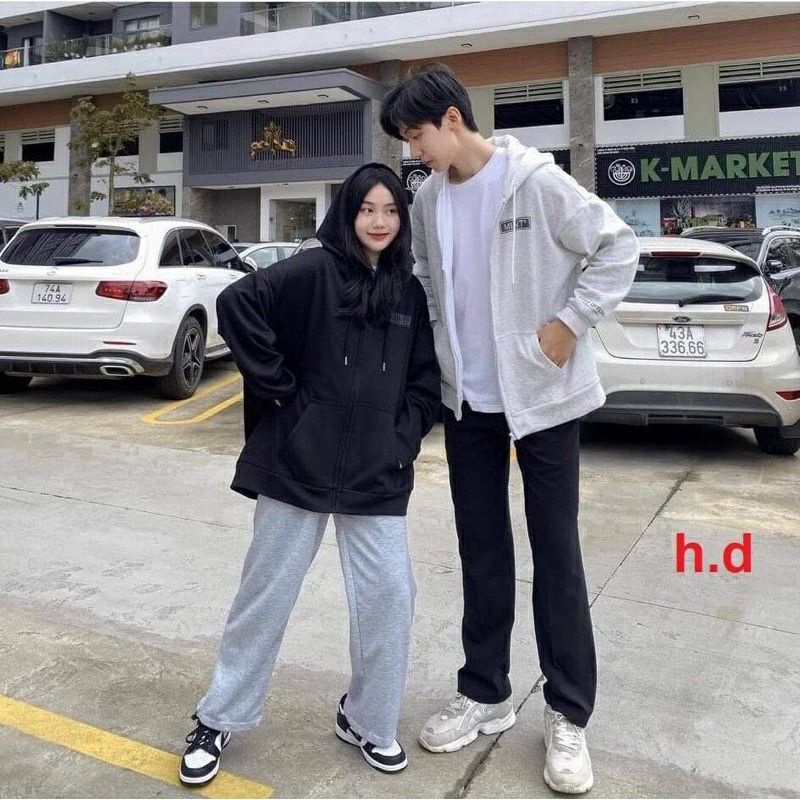 ÁO KHOÁC NAM NỮ, ÁO HOODIE PHẢN QUANG MINT CHẤT COTTON HAI MÀU ĐEN XÁM