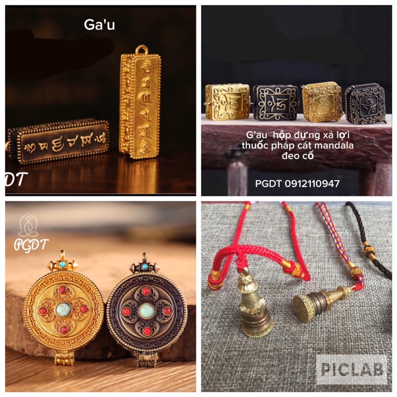 Ga’u - hộp đeo cổ đựng xá lợi pháp dược cát mandala Kinh Chú