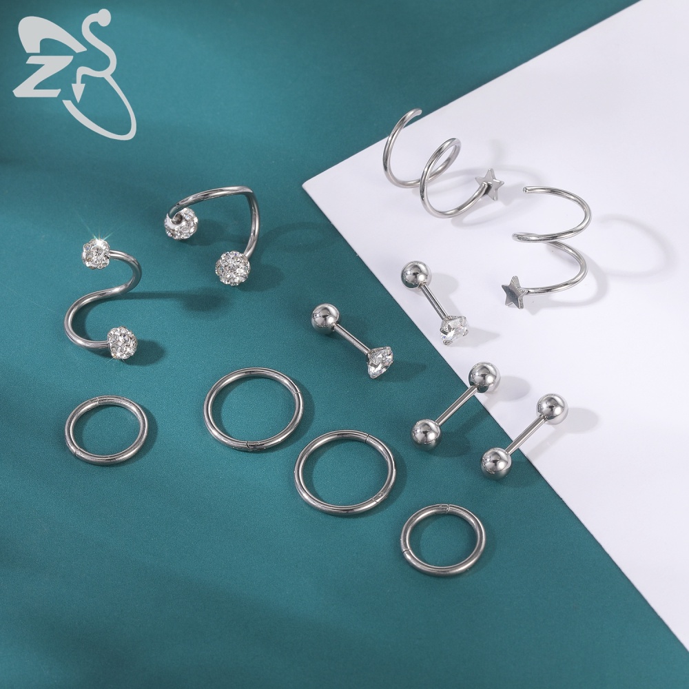 Set 10-36 khuyên mũi bằng thép không gỉ 316l cá tính