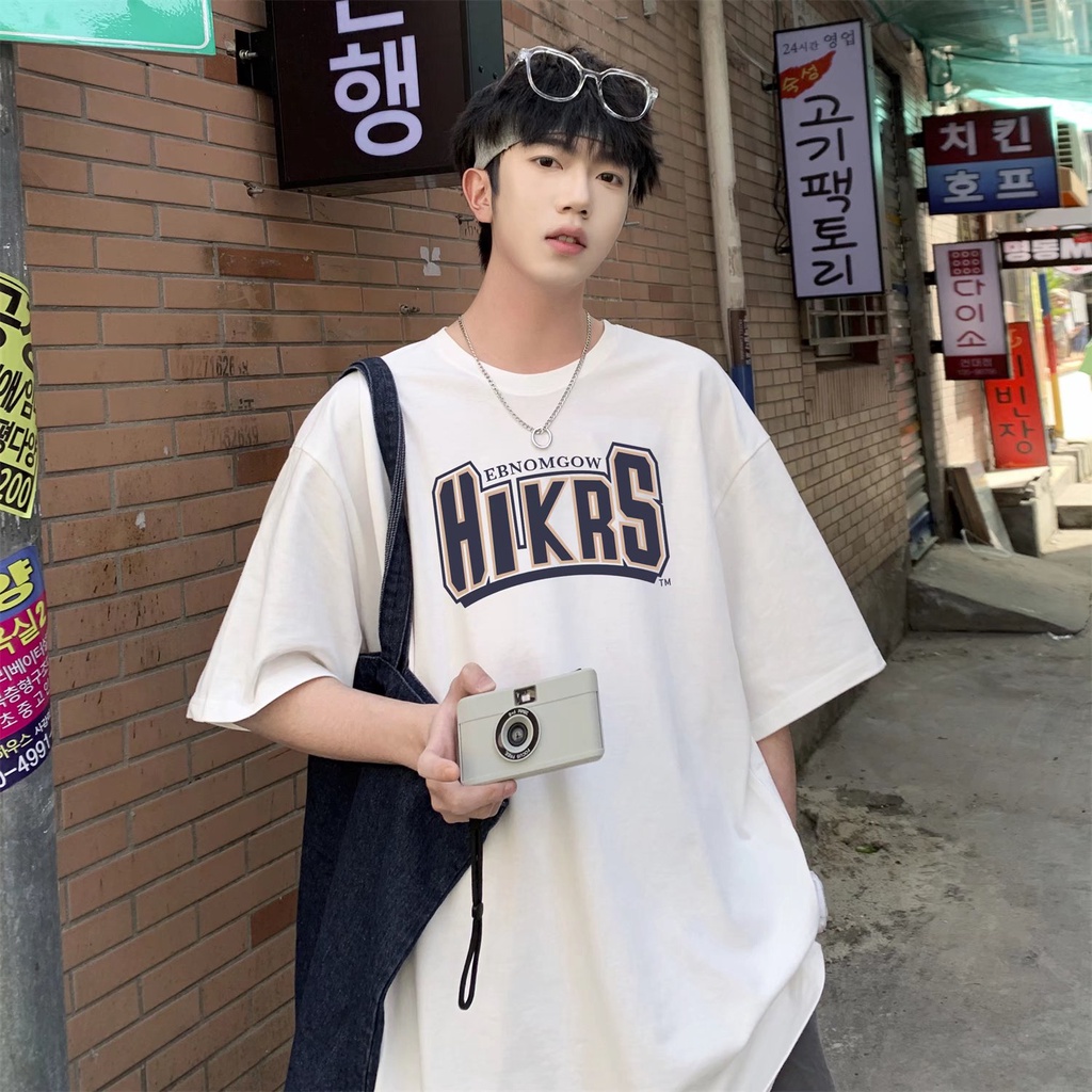 Áo Thun Tay Ngắn Dáng Rộng In Chữ Thời Trang Mùa Hè Phong Cách Hàn Quốc Cho Nam Size M-8XL