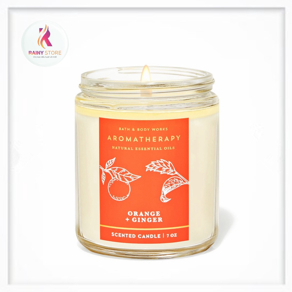 Nến thơm 1 tim thư giãn Bath &amp; Body Works Aromatherapy Orange + Ginger 198g