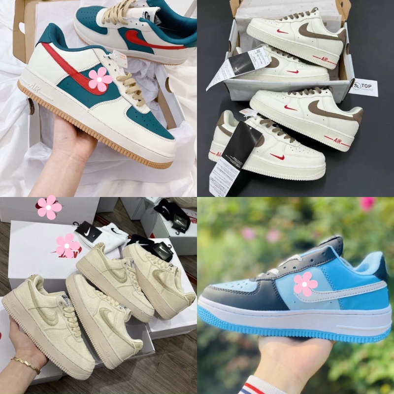 Giày thể thao Air Force 1 Vệt Nâu, Giày AF1 Xanh Dương Các Mẫu Hót mới nhất chất lượng 2022 Tặng Box Bill