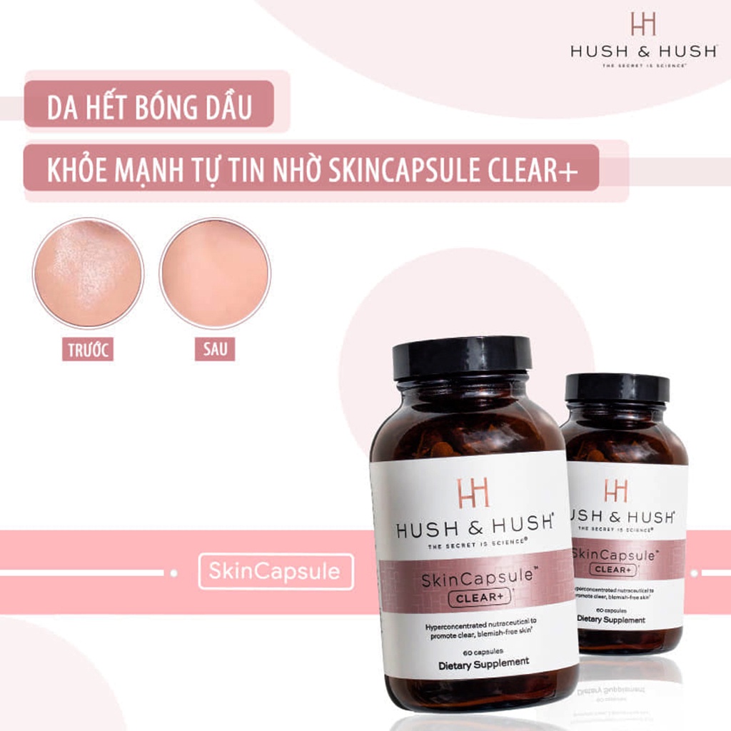 Viên Image Hush &amp; Hush Skincapsule Clear+ 60 viên Ngừa Mụn, Mờ Thâm