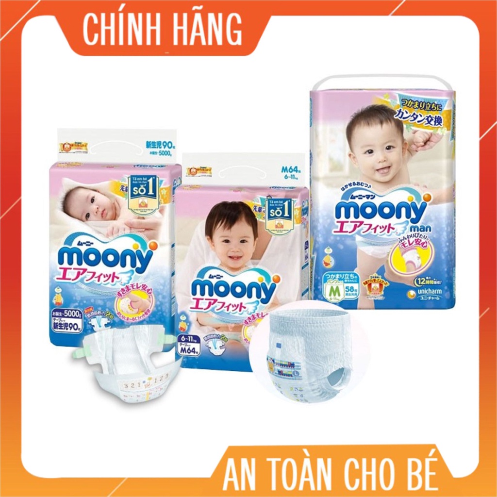 Tã quần và dán Moony Nhật đủ size NB90/ S84/ M64/ L54/ M58/ L44B/ L44G/ XL38B/ XL38G/ XXL26B/ XXL26G