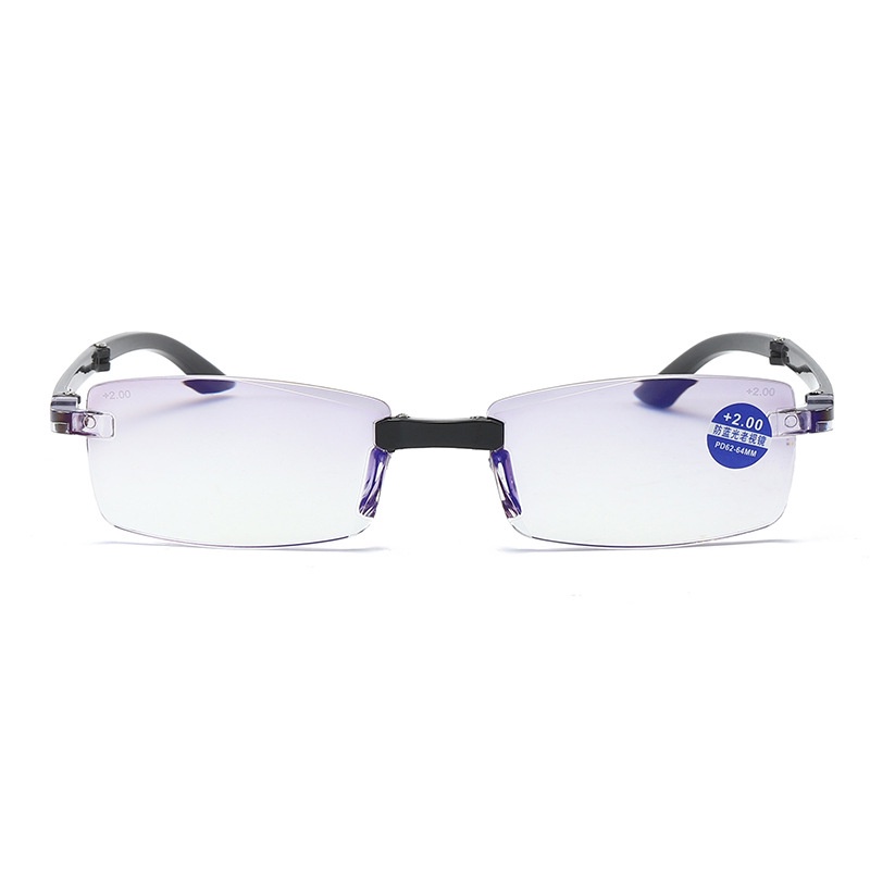 Kính đọc sách gấp siêu nhẹ Kính không viền TR Anti-Blu-ray Kính đọc sách Hộp đựng bằng da