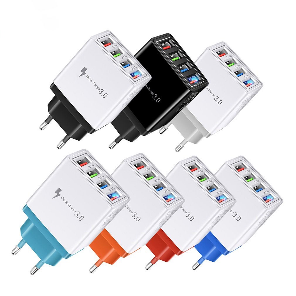Củ sạc điện thoại 4 cổng USB nhiều màu sắc tùy chọn tiện lợi khi đi du lịch