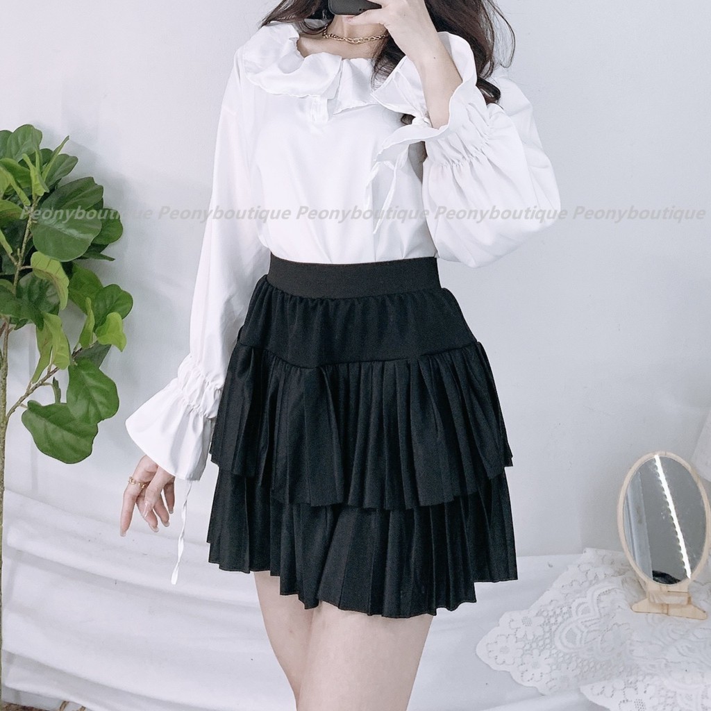 Chân Váy Nữ Xếp Ly Dáng Ngắn - Rere.Store [FREESHIP] - chân váy xếp ly nữ màu đen BASIC A3-2
