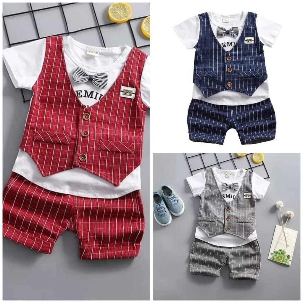 hàng y hình Bộ cotton công tử sọc cho bé trai 18-30kg