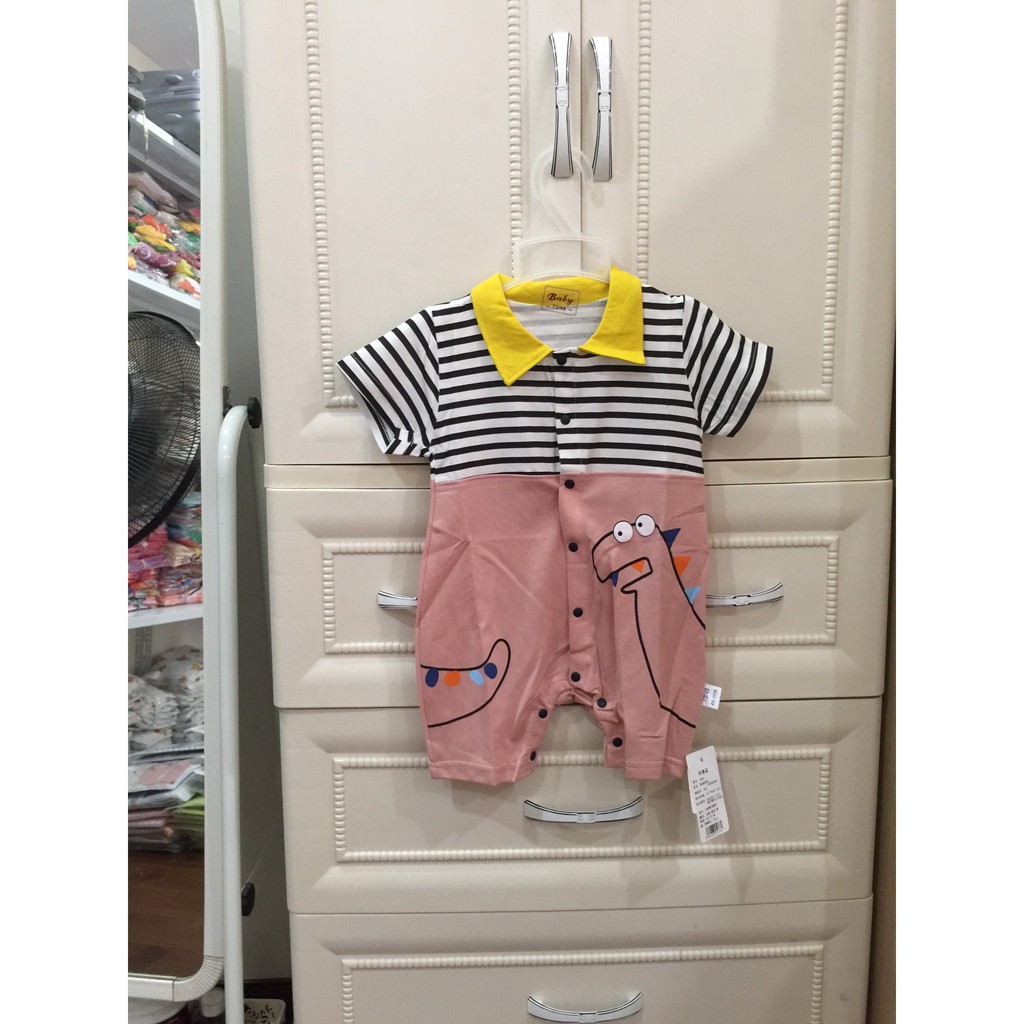 [Nhập mã FSS9SEP hoàn 20.000đ] Bodysuit/jumsuit cao cấp cổ bẻ kẻ ngang họa tiết ngộ nghĩnh cho bé Hot nhất Hè 2019