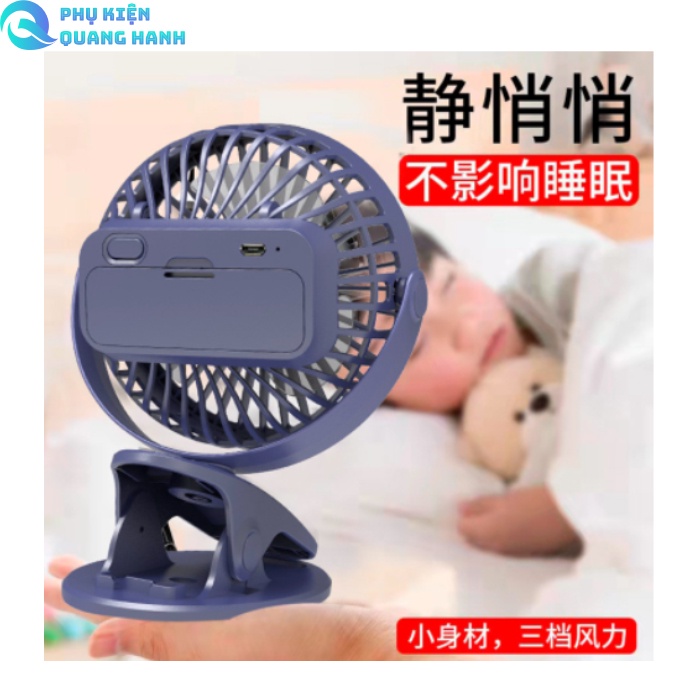 Quạt Mini, Quạt Tích Điện Kẹp Bàn Cực Mát Xoay 720 Độ Kẹp Chắc Chắn Cho Dân Văn Phòng