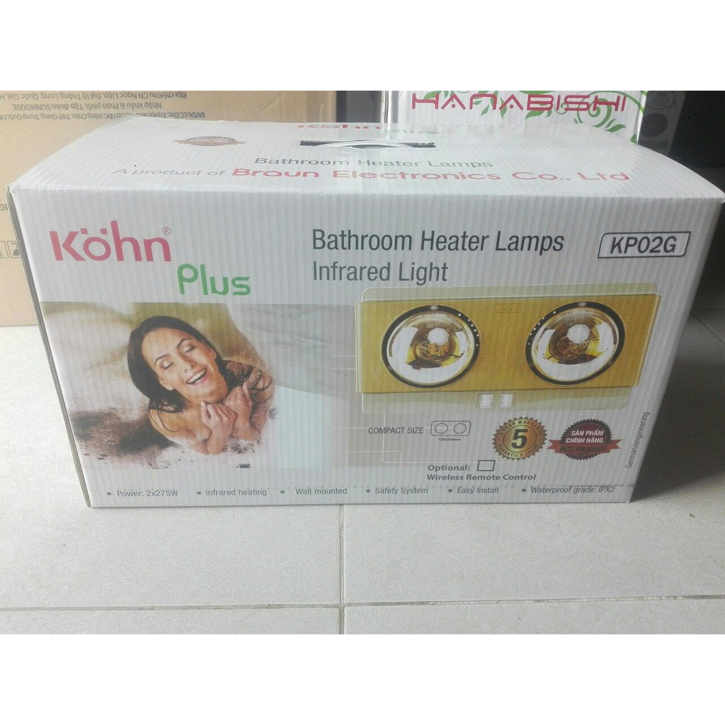 Đèn sưởi nhà tắm 2 bóng Braun Kohn Plus KP02G hãng phân phối