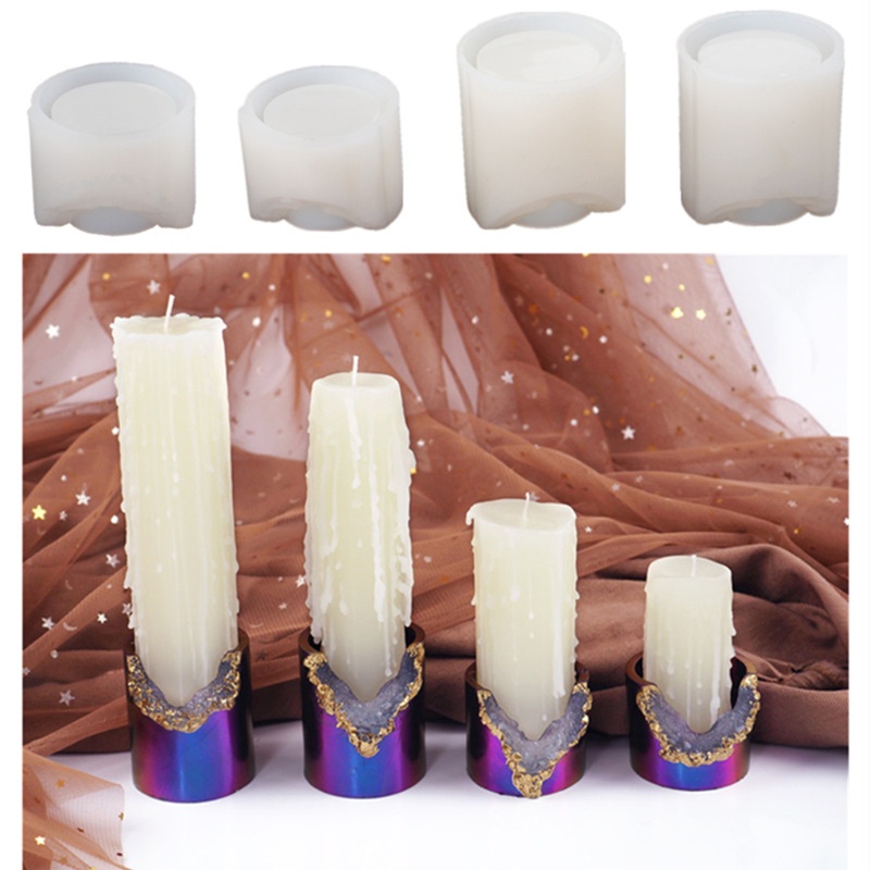 Bộ 4 Khuôn Silicone Làm Giá Đỡ Đèn Cầy Bằng Resin Epoxy Độc Đáo Trang Trí Nhà Cửa DIY