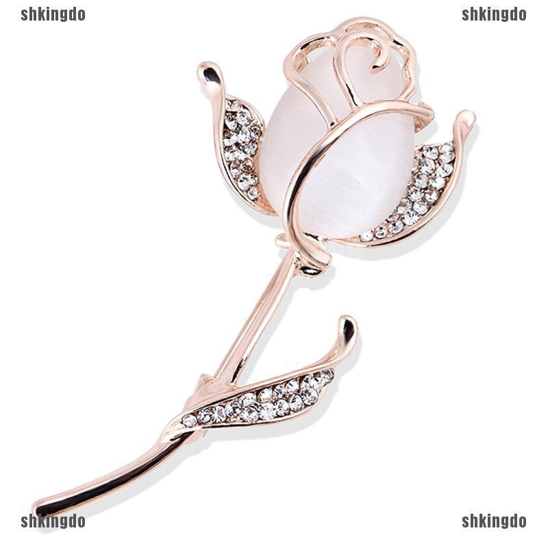 Ghim cài trang trí áo hình hoa hồng đính đá thời trang cho nữ