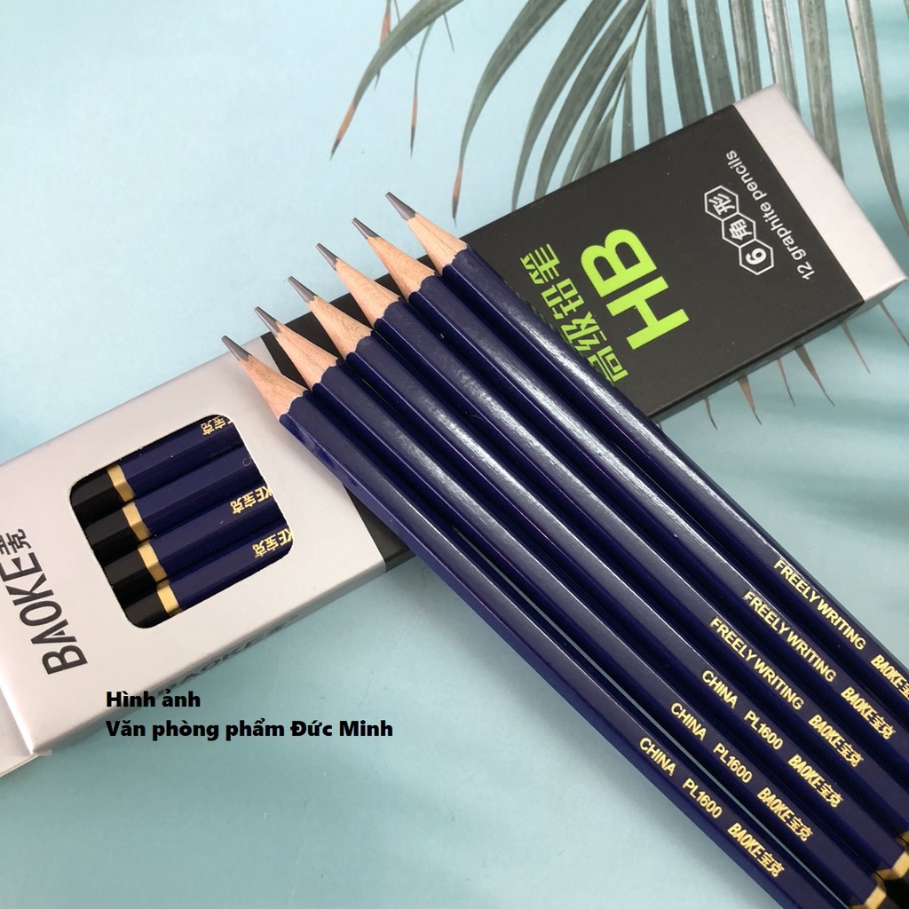 Bút chì gỗ HB Baoke PL1600, thân lục giác, viết nhẹ nhàng, không tẩy - vpp Quế Anh