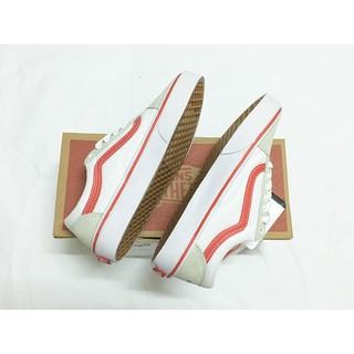 (Ảnh thật+Full box) Giày Old skool da lộn trắng kẻ đỏ