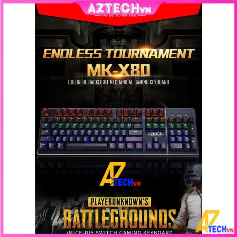 BỘ BÀN PHÍM CƠ GAMING, KEYBOARD IMICE MK X80 LED RGB CHUYỂN GAME ESPOST (Blue switch) - BH 12 THÁNG