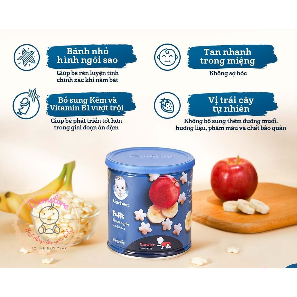 [New2021]Bánh gerber lùn Puffs vị ngọt hộp 49gr