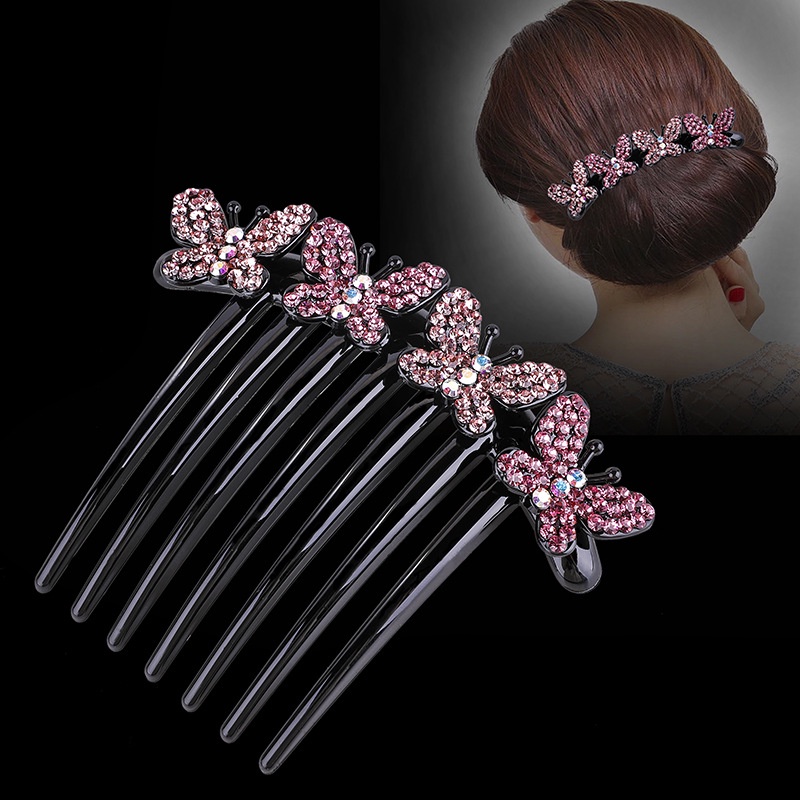 Lược cài tóc Haimeikang hình bướm đính đá phong cách Hàn Quốc thời trang cho nữ