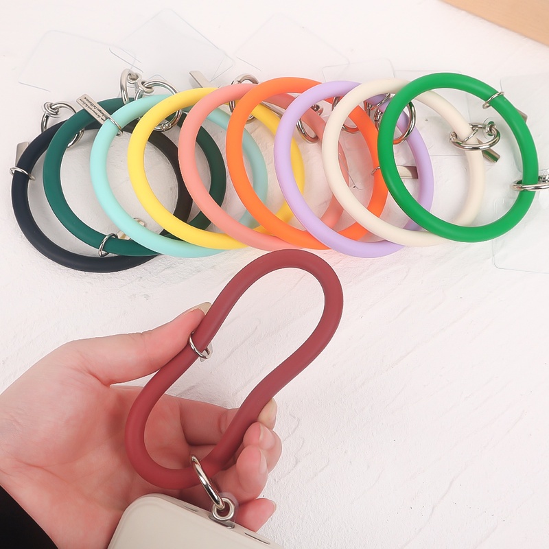 Dây Đeo Thẻ / Điện Thoại Bằng Silicon Màu Trơn Chống Thất Lạc Có Thể Tháo Rời