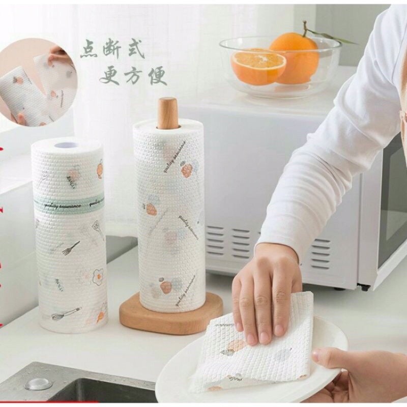 Cuộn giấy lau nhà bếp đa năng màu trắng có hoạ tiết hoạt hình siêu dai,siêu thấm,có thể hoặt và tái sử dụng