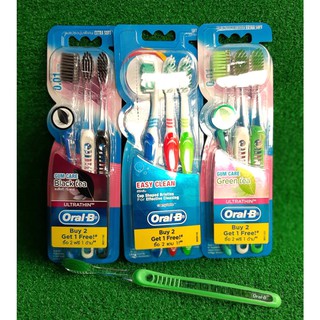 Bàn chải Oral-B trà xanh, trà đen, Aesy vỉ 3cái
