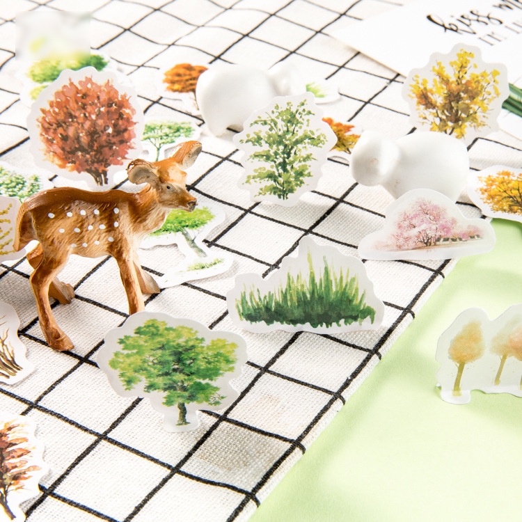 Sticker hộp 46 miếng dán - Rừng Na Uy - Hộp nhãn dán trang trí sổ tay bullet journal - M373