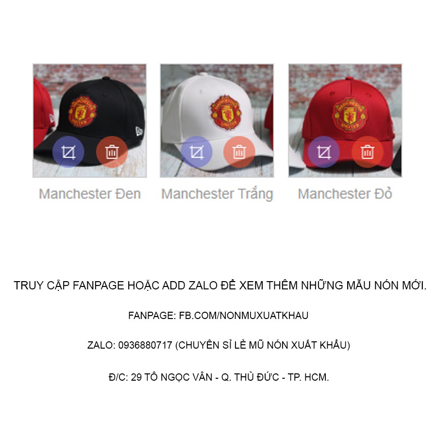 [Nón Manchester][Chất Vải Đẹp] Mũ Newera Manchester Hàng VNXK Chất Lượng.