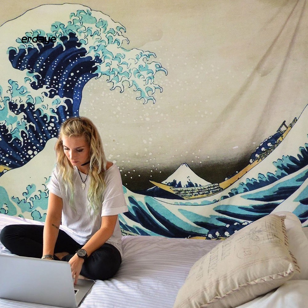 Thảm treo tường họa tiết sóng biển độc đáo trang trí nội thất