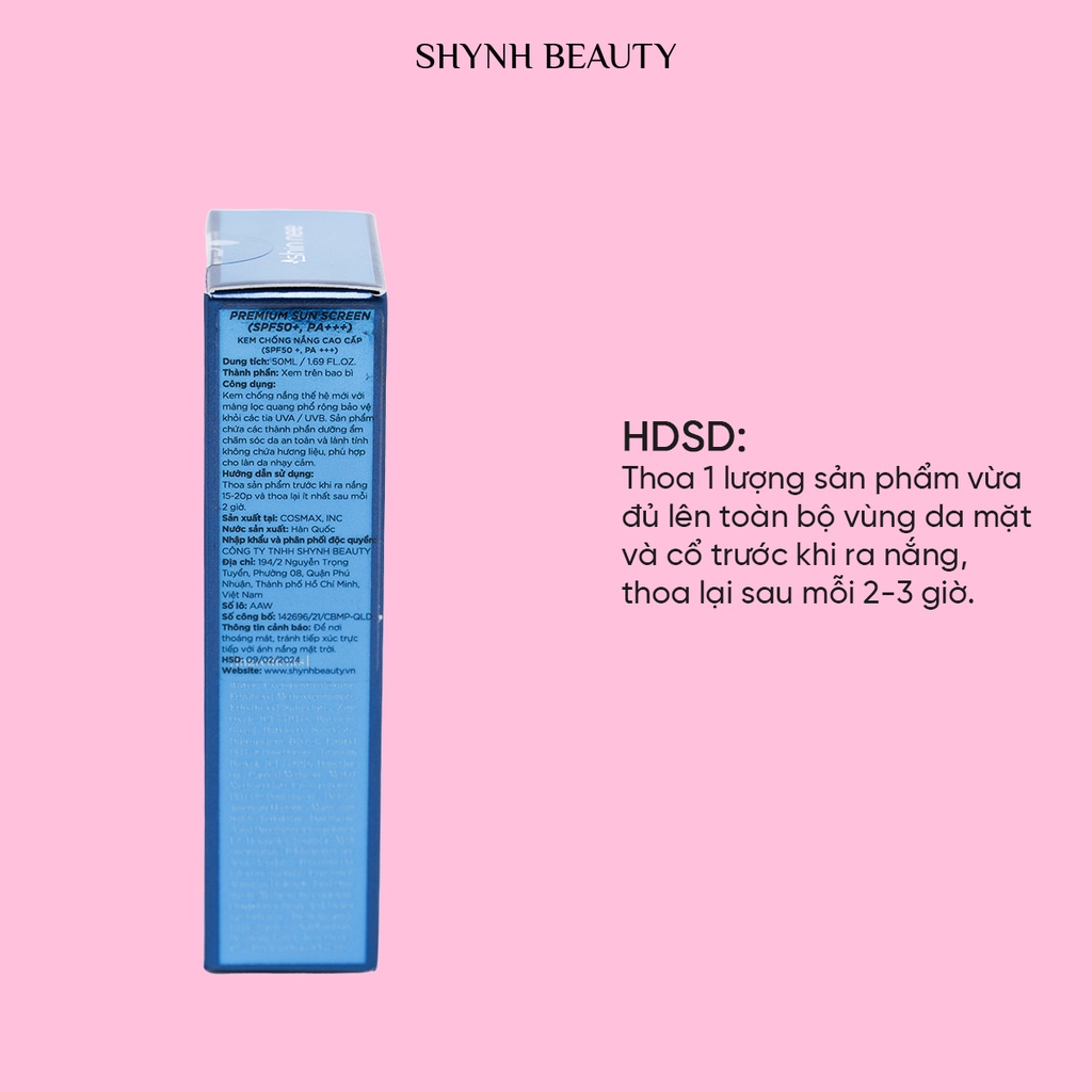 Kem chống nắng, phục hồi da sau đi nắng Shin Nee Premium SPF50+ (50ml)