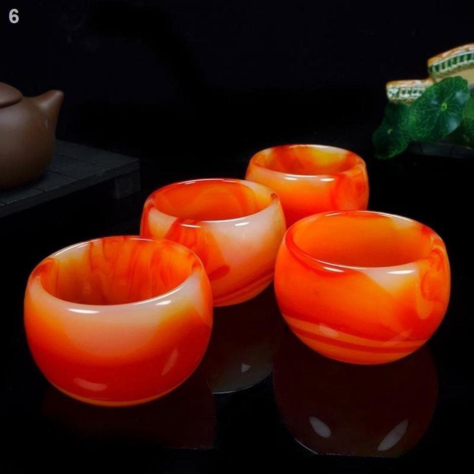 Bộ tách trà ngọc mã não đỏ cao cấp Kung Fu giữ gìn sức khỏe cốc chủ đơn