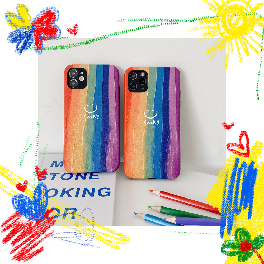 Ốp Lưng Họa Tiết Mặt Cười Cầu Vồng Thời Trang Cho Iphone 11 Pro Max X Xs Xr Xsmax Se 2020 7 8 Plus | BigBuy360 - bigbuy360.vn