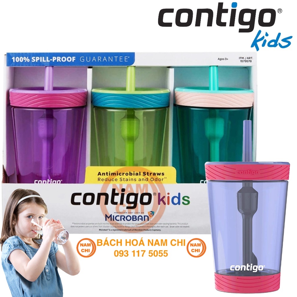 [SET 3 BÌNH] Bình Nước Cho Trẻ CONTIGO Kids Chống Tràn Nước Dành Cho Trẻ Trên 3 Tuổi (Giao Màu Ngẫu Nhiên)