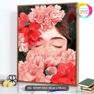 Tranh Tô Màu Theo Số - Tranh Sơn Dầu Số Hóa Mỹ Nữ - MN09
