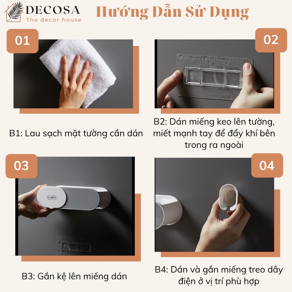 [Mã LIFE2403ALL giảm 10% đơn 50K] Kệ nhà tắm để đồ treo máy sấy tóc dán tường DECOSA