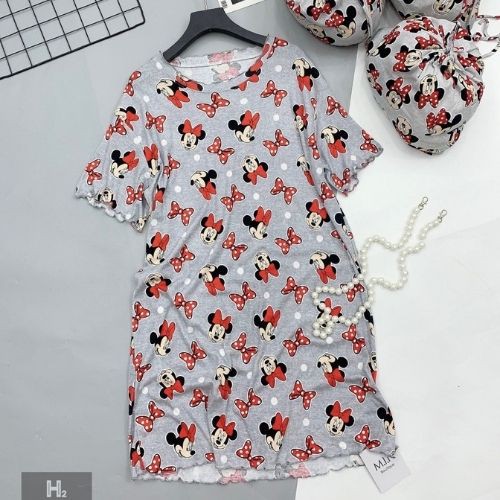 Váy thiết kế DO họa tiết hoạt hình nữ dáng suông MQ CLOTHING đầm ngắn tay phối cổ cách điệu | BigBuy360 - bigbuy360.vn