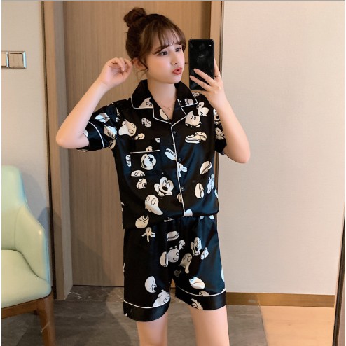 Bộ đồ pijama mặc nhà chất lụa ngắn tay kute - sẵn hàng | BigBuy360 - bigbuy360.vn