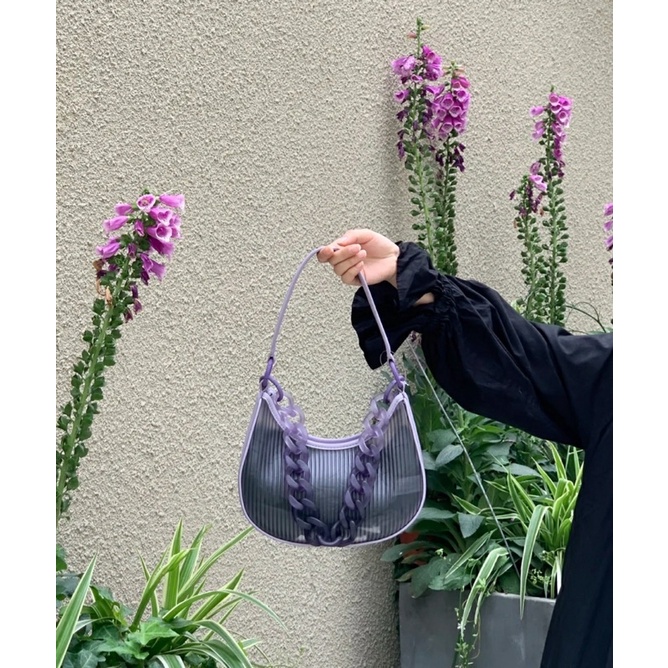 TINUONGSHOP - Túi đeo vai C•and•K Acrylic Chain Handle Hobo Bag tím tiểu thư