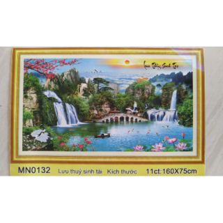Tranh kit phôi thêu lưu thủy sinh tài