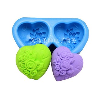 Khuôn silicon 2 trái tim chữ i love you