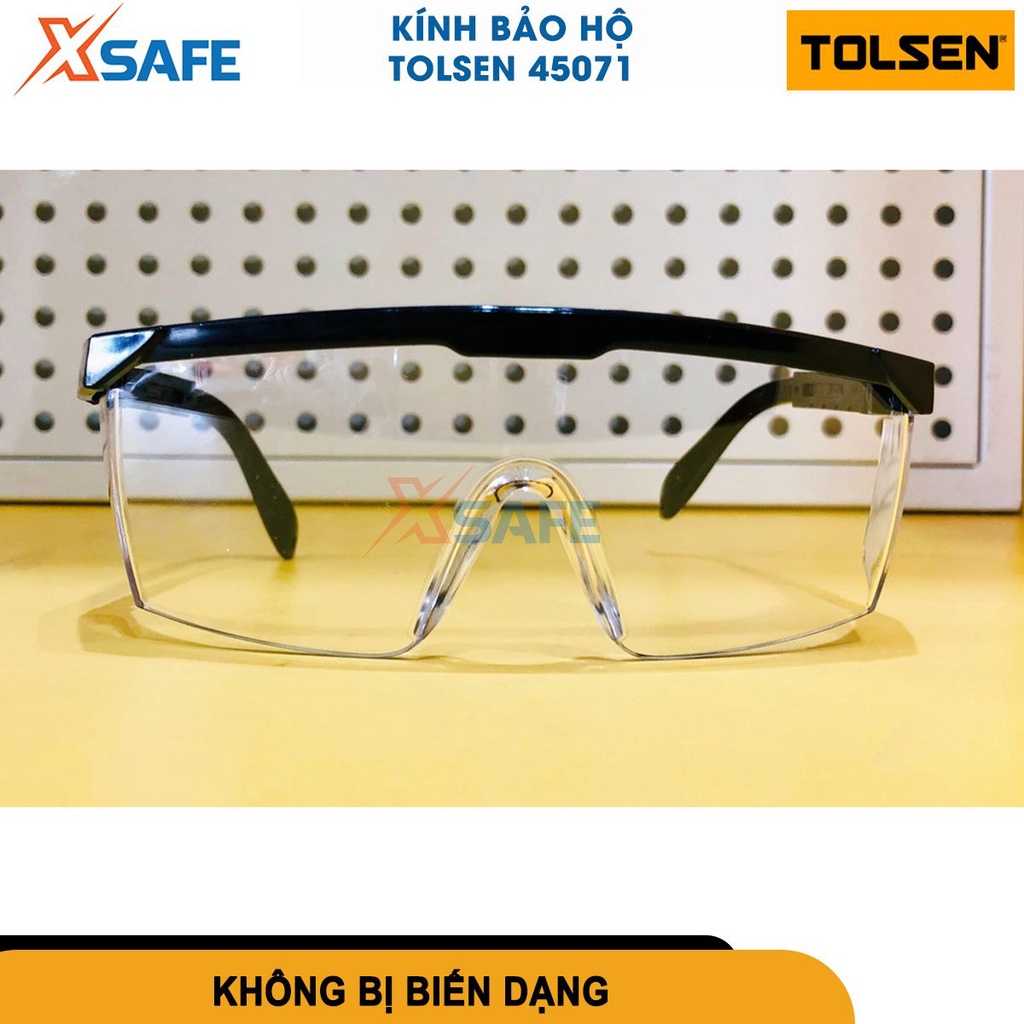 Kính bảo hộ Tolsen 45071, kính chất liệu Polycarbonate, có thể điều chỉnh chiều dài phù hợp với người đeo [CHÍNH  HÃNG]