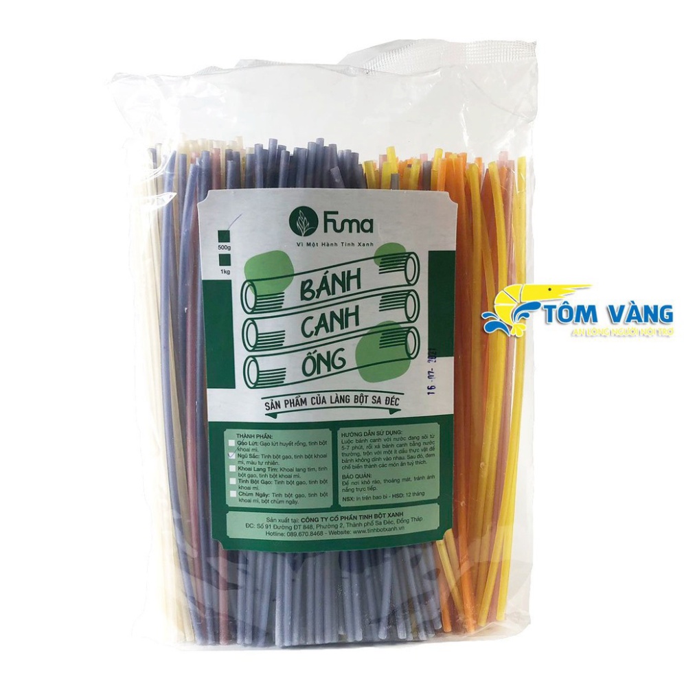 Bánh canh ống ngũ sắc cao cấp FUMA 500gr/gói, bánh canh ăn kiêng giảm cân - Tôm Vàng