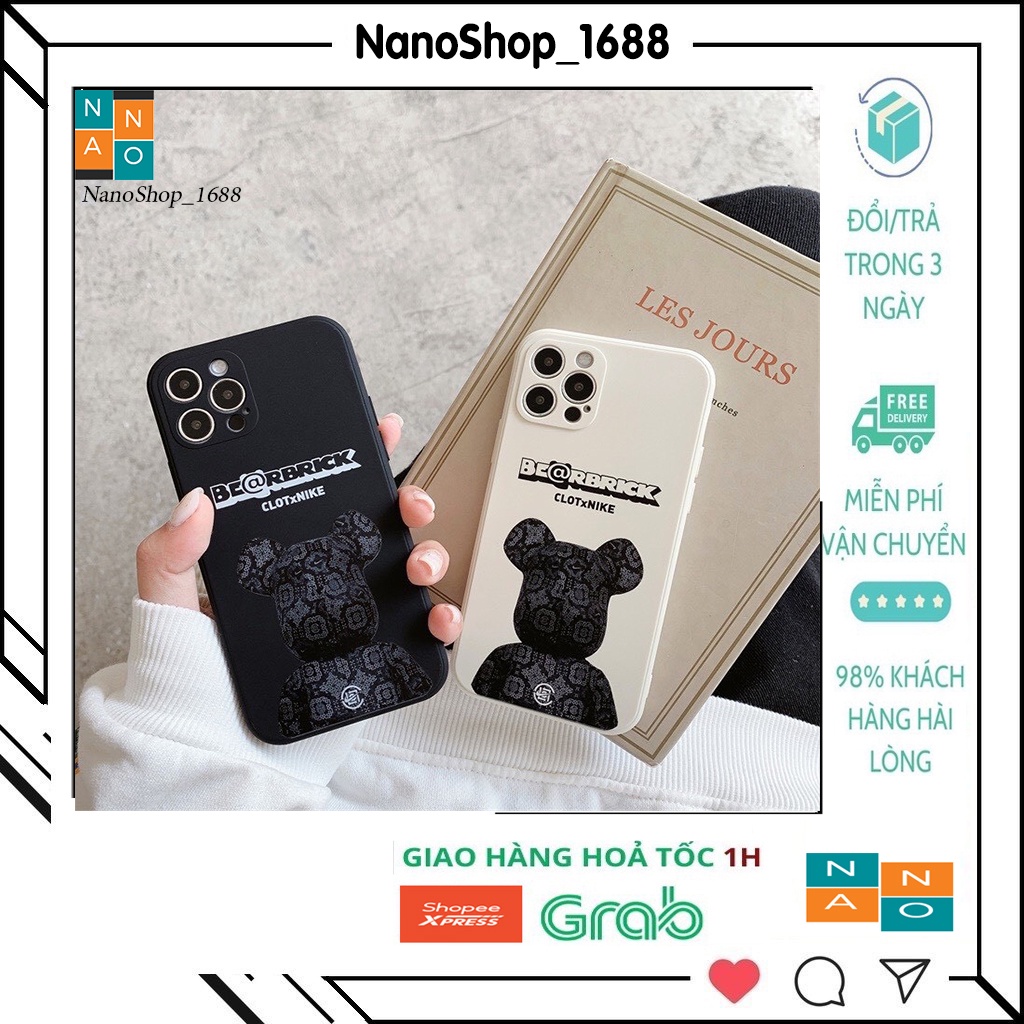 Ốp Lưng Iphone Cạnh Vuông In, Bảo Vệ Camera In Hình Gấu Kaws 7Plus,8Plus,x,xs,xsmax,11,11promax,12,12promax,13,13promax