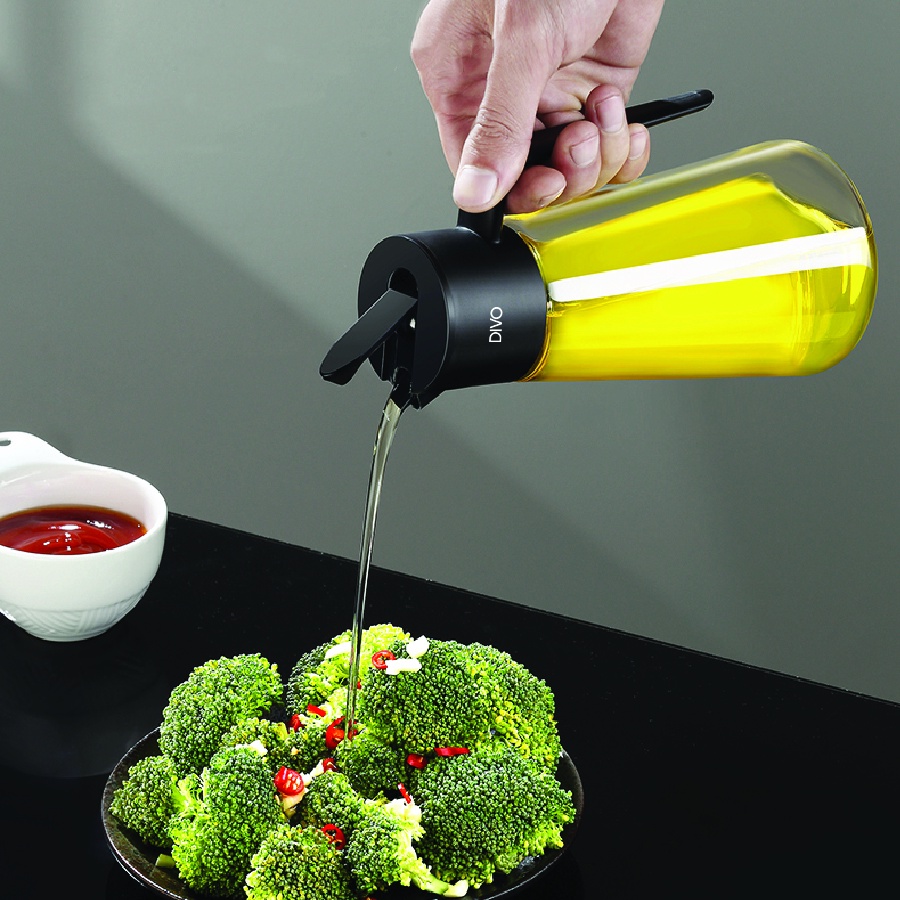 Set bình đựng dầu ăn và gia vị thuỷ tinh 4 món DIVO GVDA cao cấp